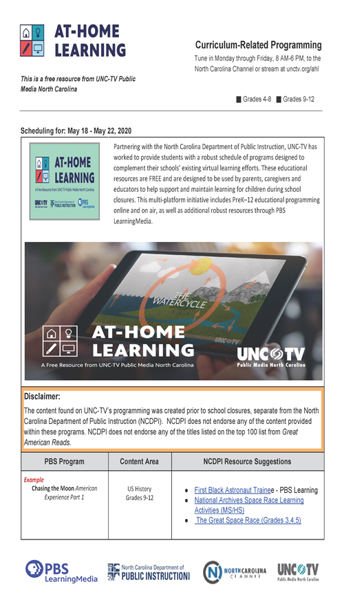 UNCTV Resources May18-22 